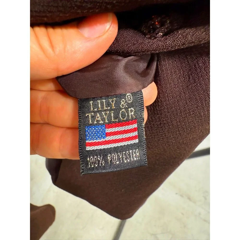 Lily & Taylor Vintage Made in USA brown embellished skirt suit set - Picture 7 of 12